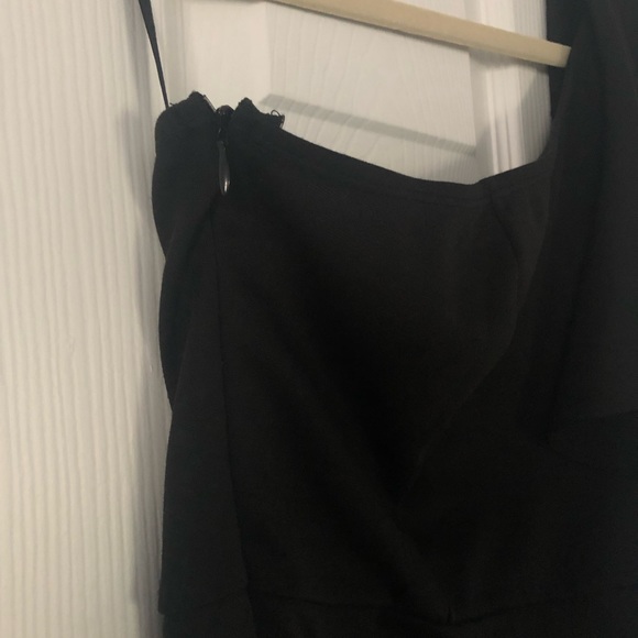 SHEIN Black One Shoulder Flutter Sleeve Party Dress with Side Slit - Picture 2 of 6